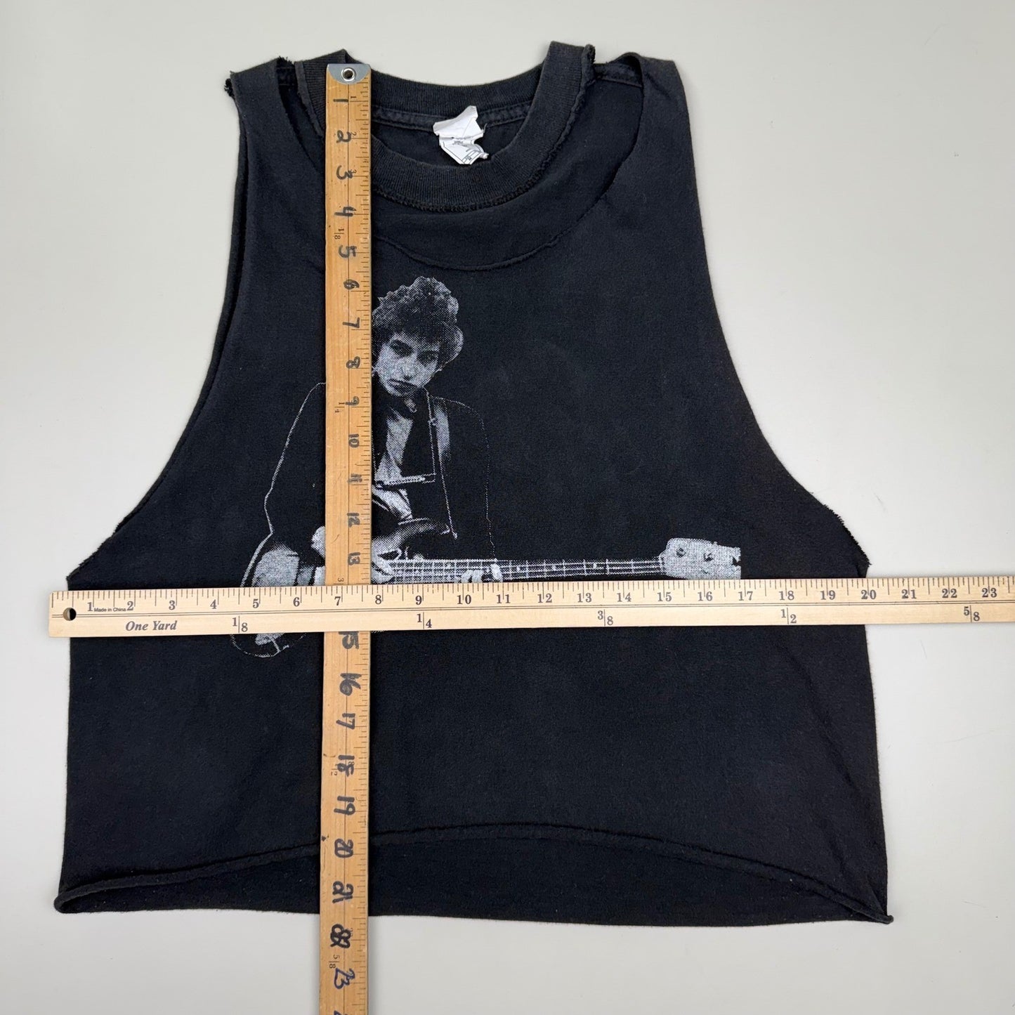 Vintage Upcycled Bob Dylan Crop Top Y2K  Cut Off Tank Grunge Rock Band Tee M