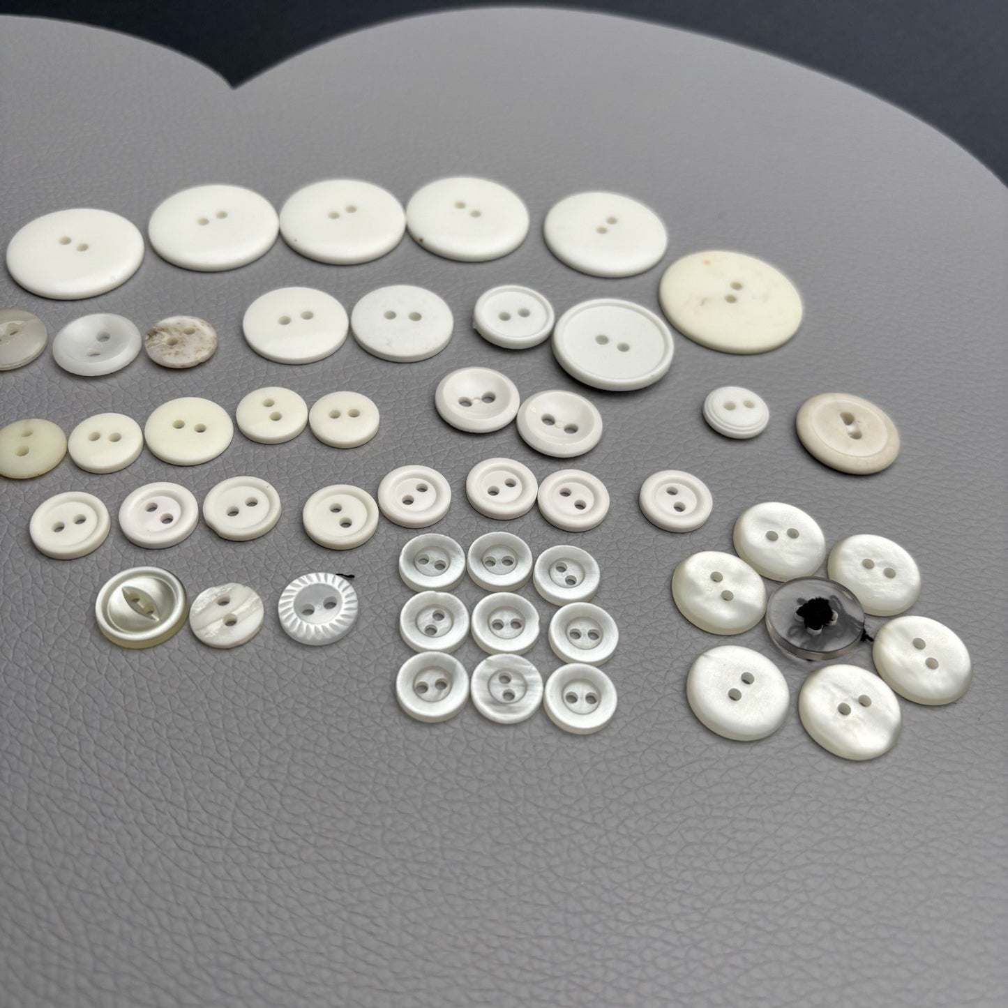Vintage Ivory & Mother of Pearl Button Lot (40pcs) – 2-Hole Cream & Shell Mix