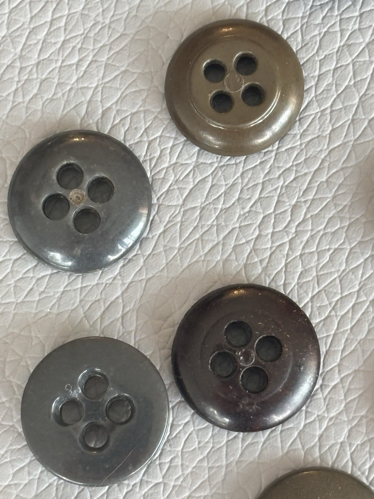 Vintage Lot Of 40 Brown Grey Beige Green Four Hole Buttons. Celluloid Glass