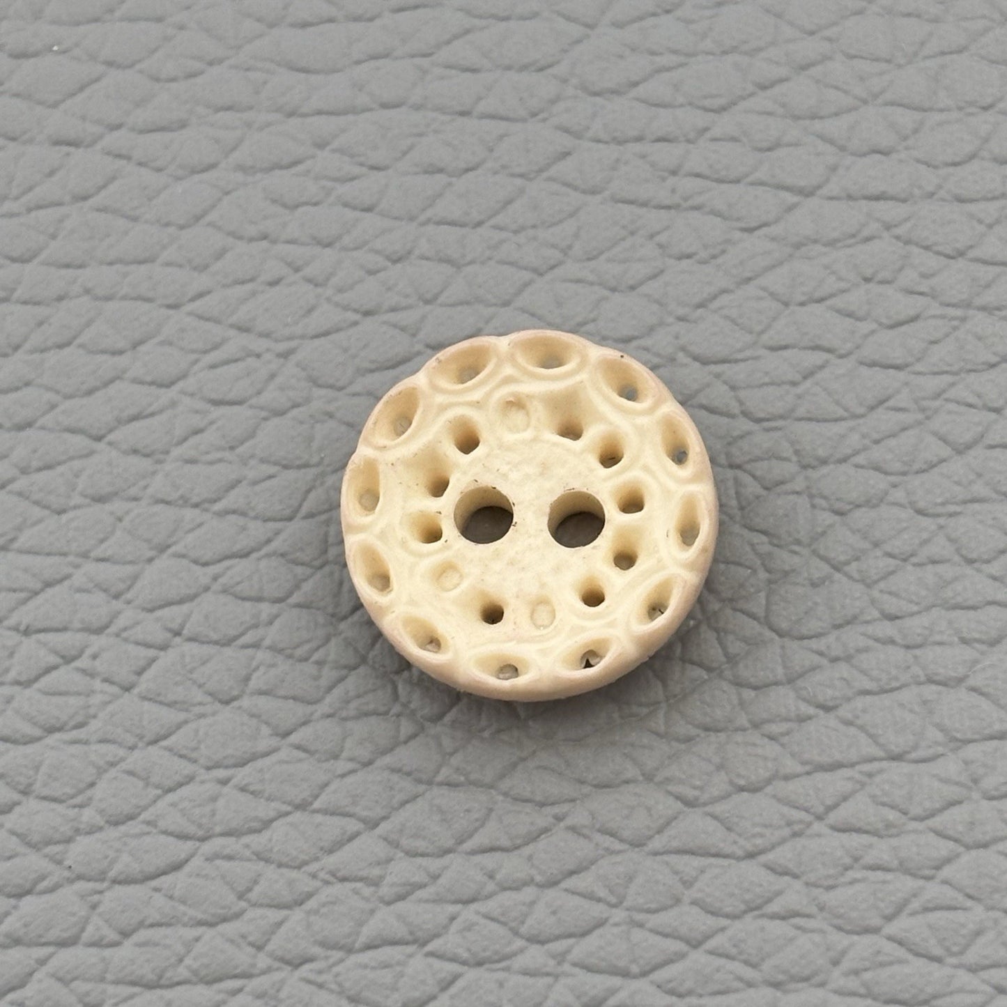 Vintage Carved Early Plastic Buttons – Antique White Floral & Pierced Mix 50 Lot