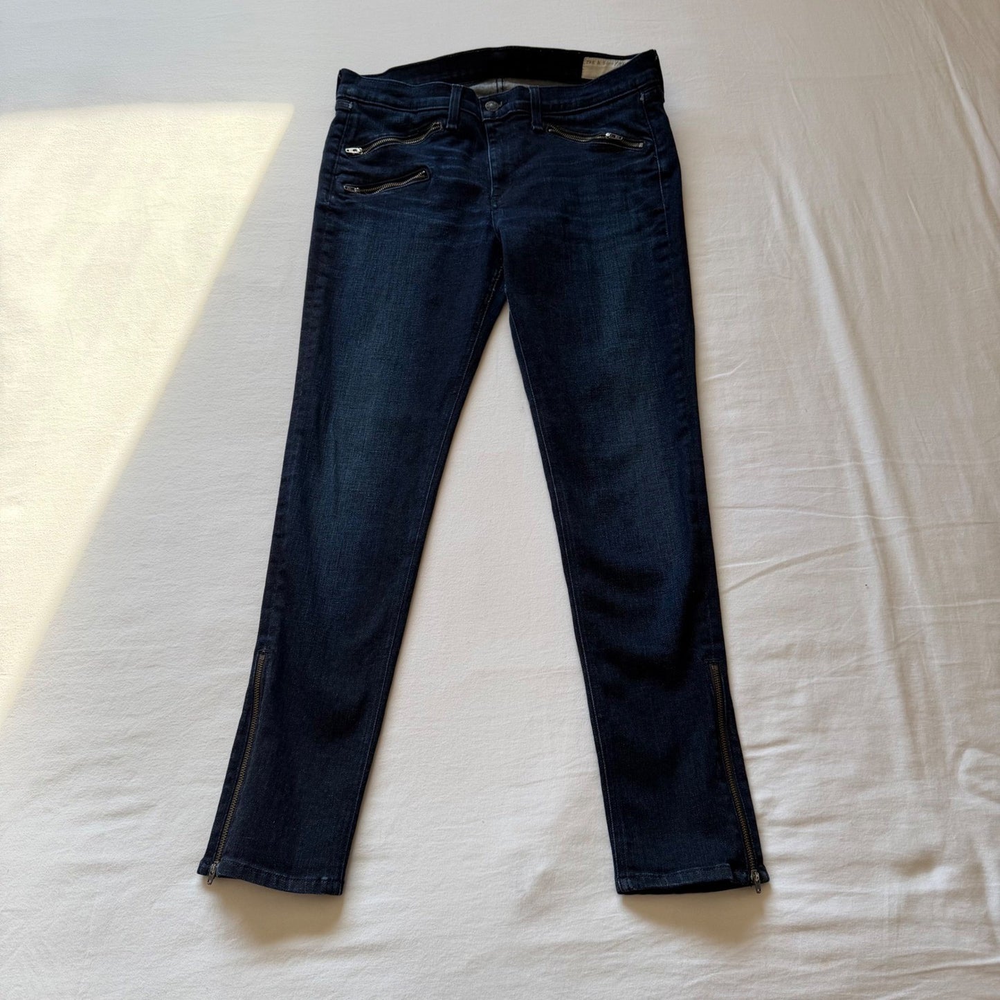 Rag & Bone Kensington Skinny Jeans Y2K Grunge Dark Wash Zip Ankle Stretch Sz 31