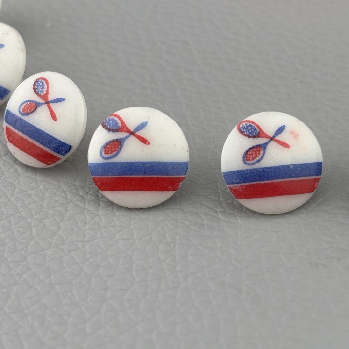 Red Blue White Badminton Button Lot ~ 37 Plastic Shank Craft Sewing Supply