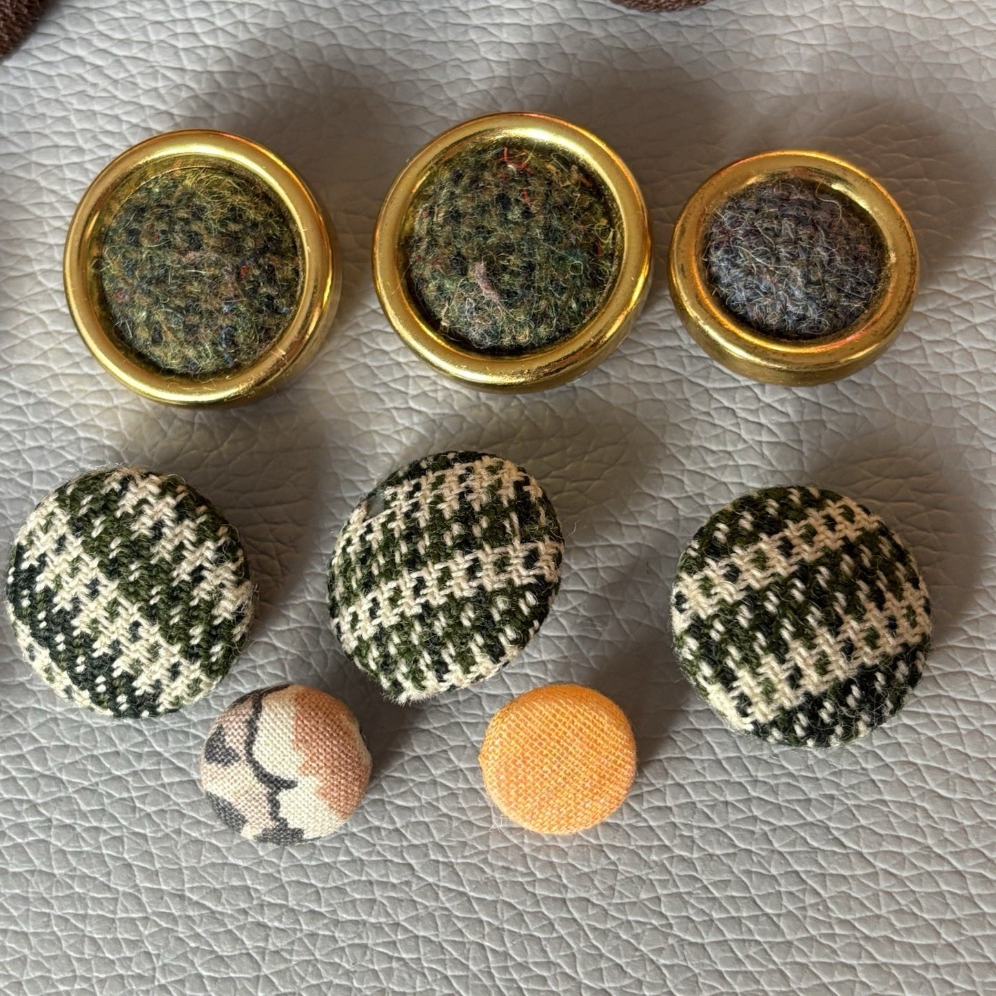 Vintage Fabric Covered Button Lot 1930s–50s Wool Tweed Satin & Thread Wrapped