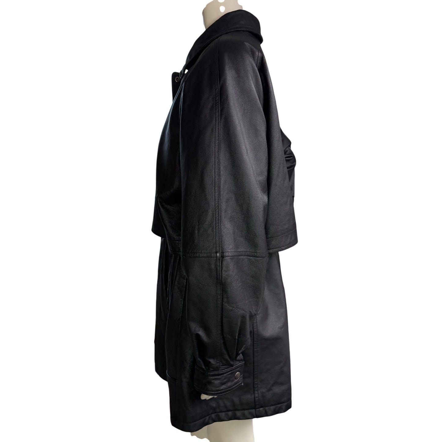 Vintage Black Leather Jacket 22W Plus Size Oversized Minimal Chic Soft