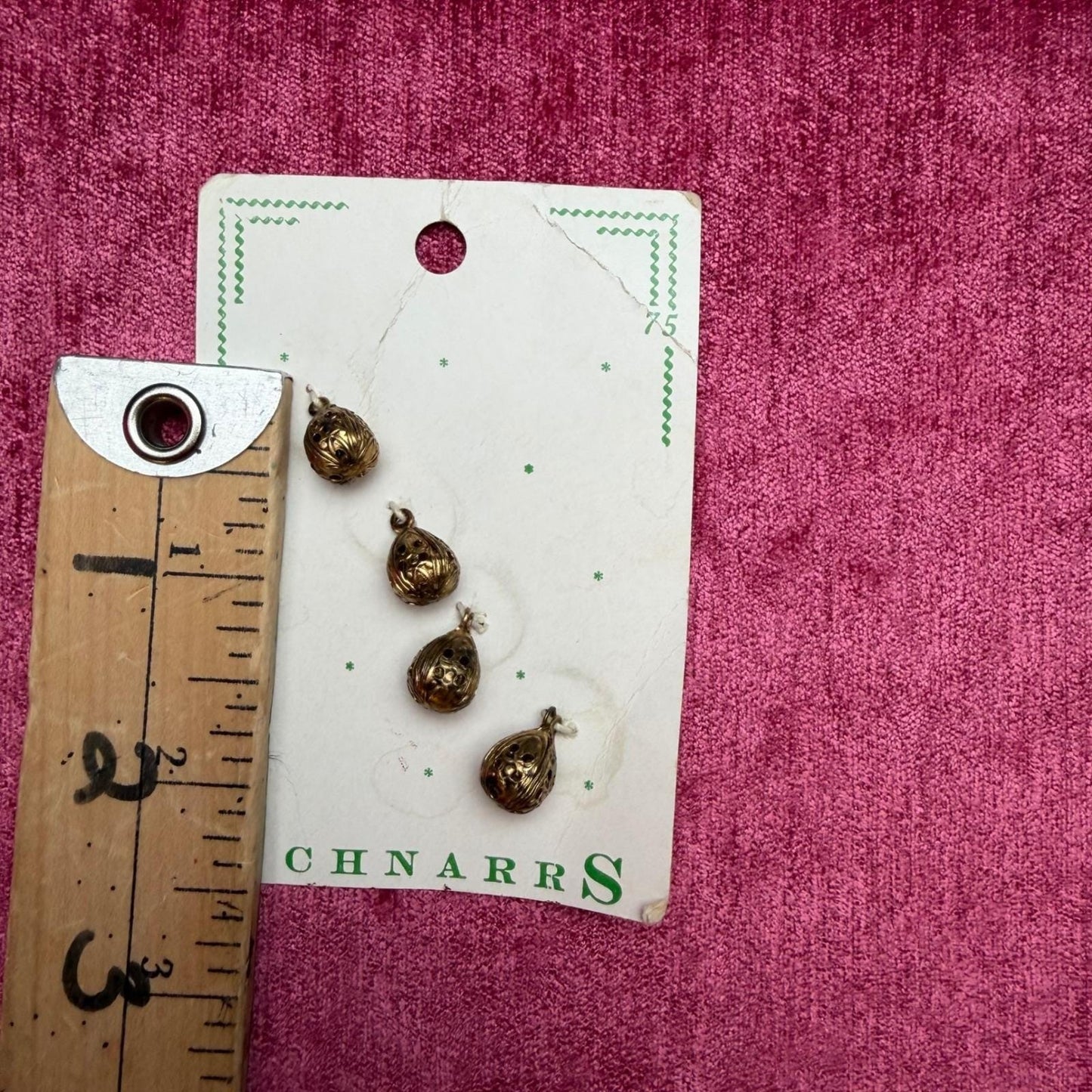Schnarrs + Baycrest Vintage Gold Metal Buttons Filigree Polished Shank Lot 7pc