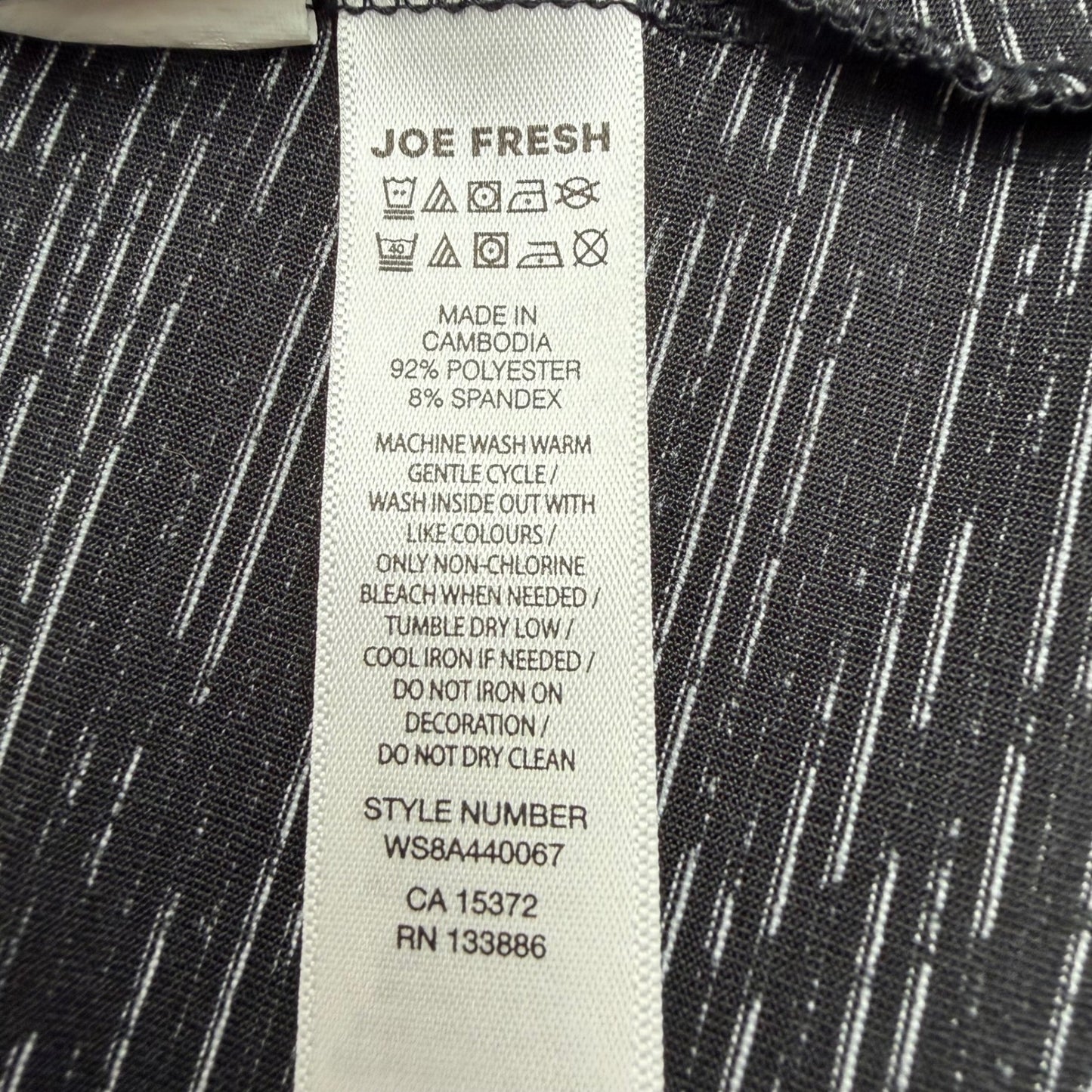 Joe Fresh Active Tank Top Strappy Lattice Back Space Dye Black White Large