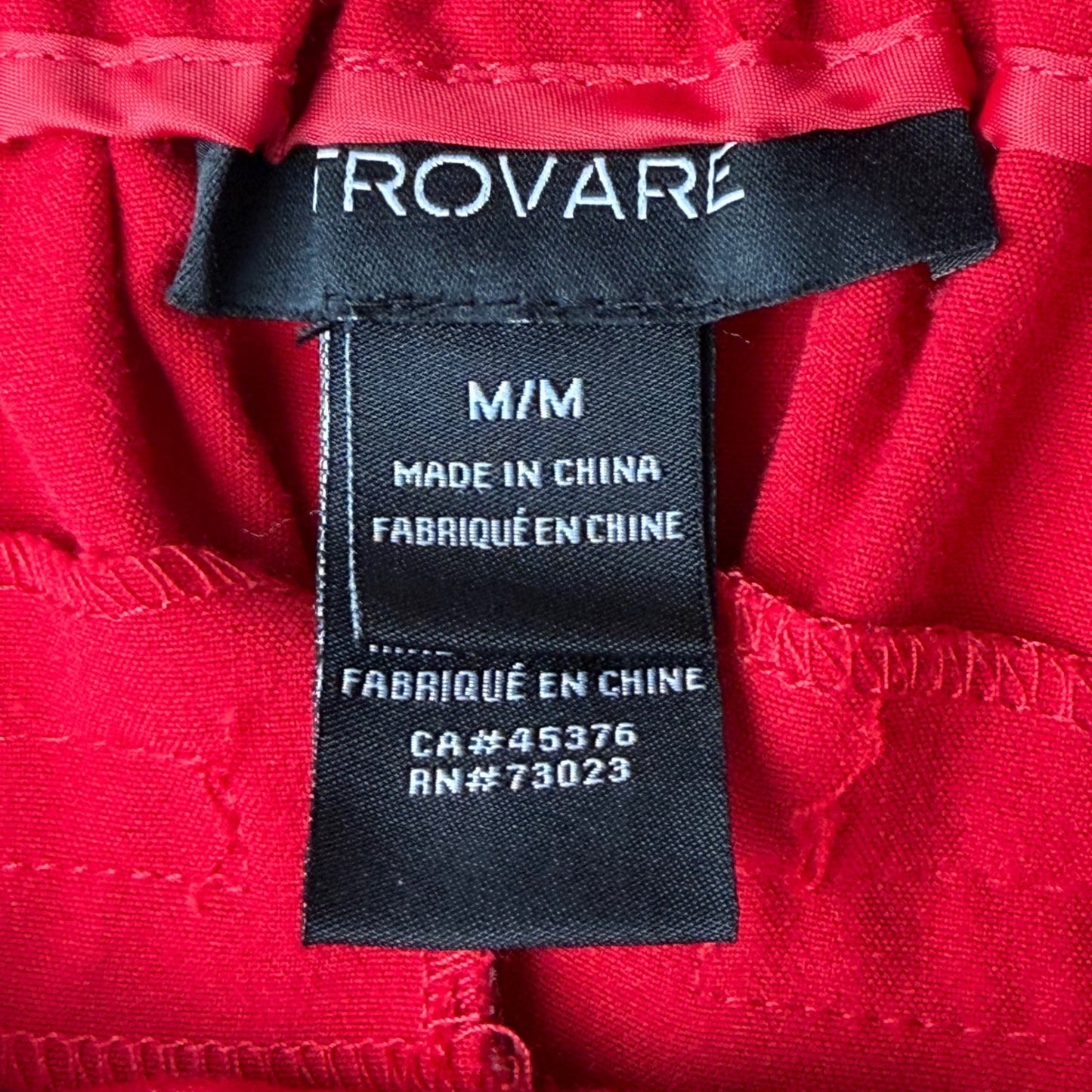 TROVARE Red Pleated Trousers Pants Elastic Waist Women's M/M career Office
