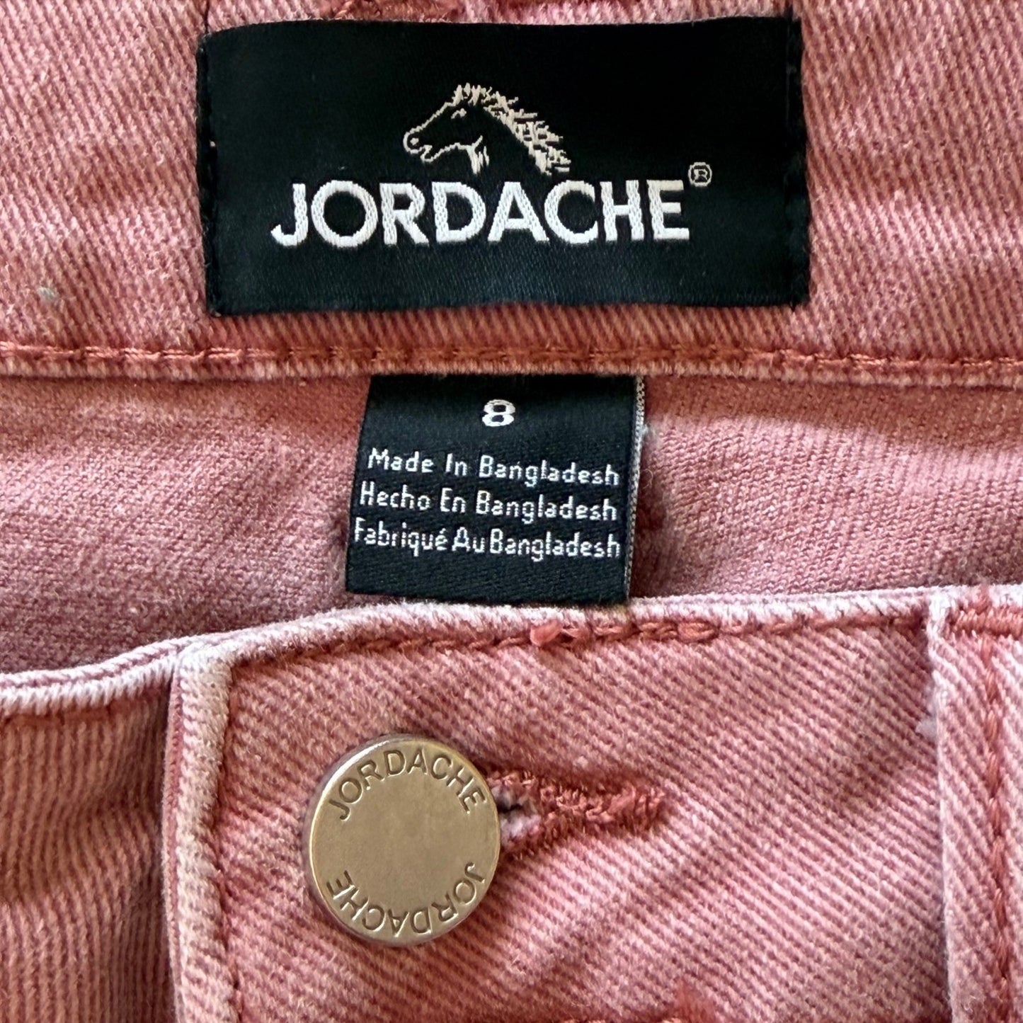 Jordache Jeans Womens High Rise Utility Straight Leg Dusty Rose Mauve Size 8
