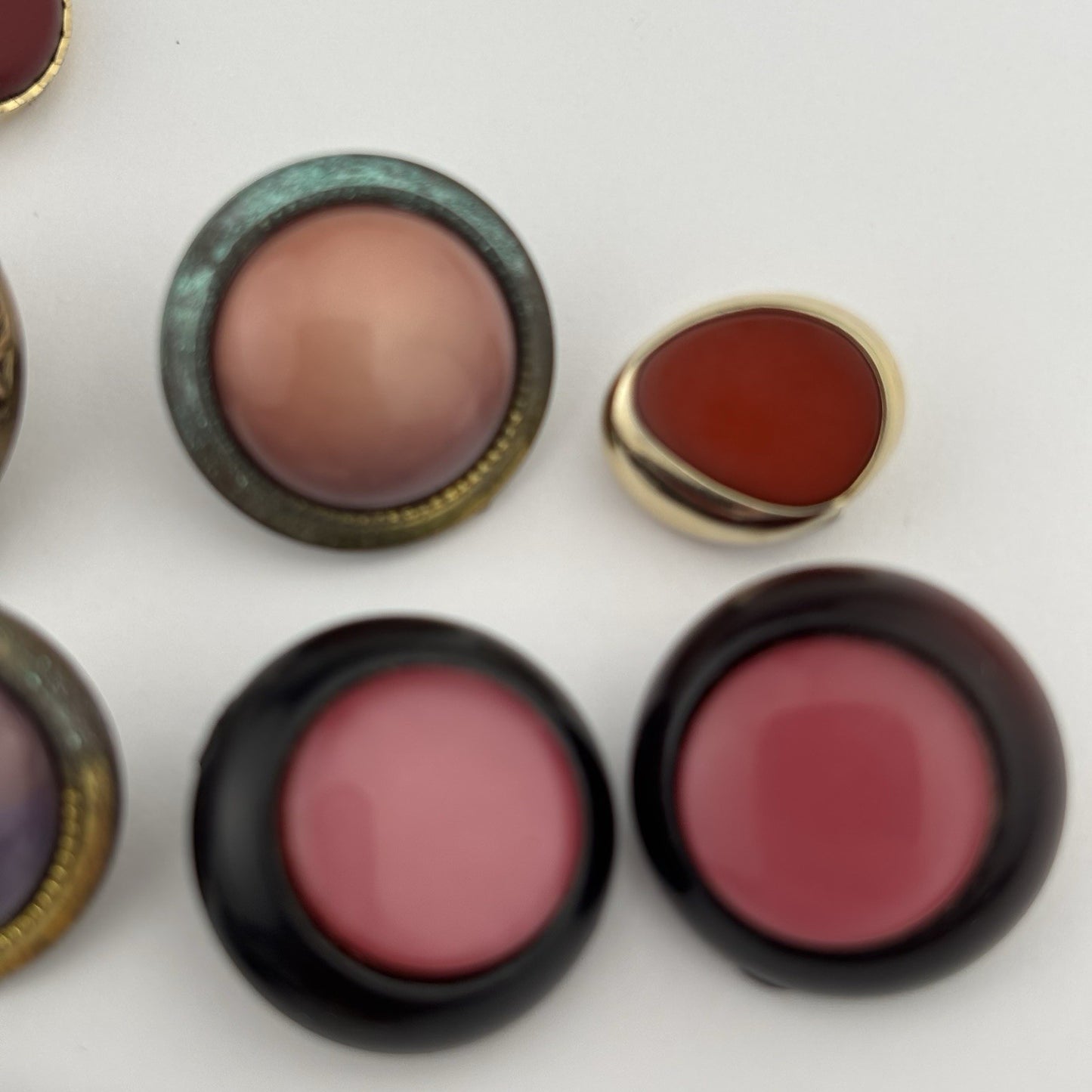 Vintage Jewel-Tone Button Lot – Enamel, Faux Pearl & Gemstone Styles, 25pcs