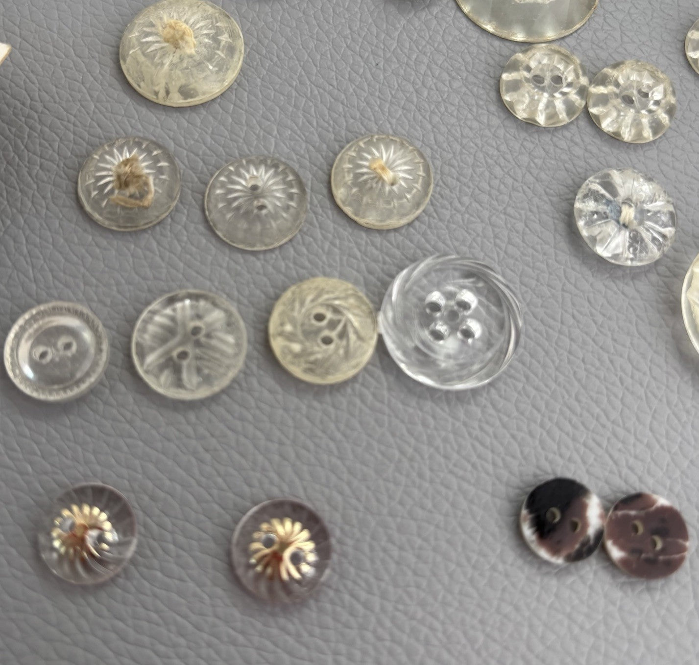Vintage Glass Lucite Celluloid Button Lot ~ 69  Mixed Styles 1930’s-50’s