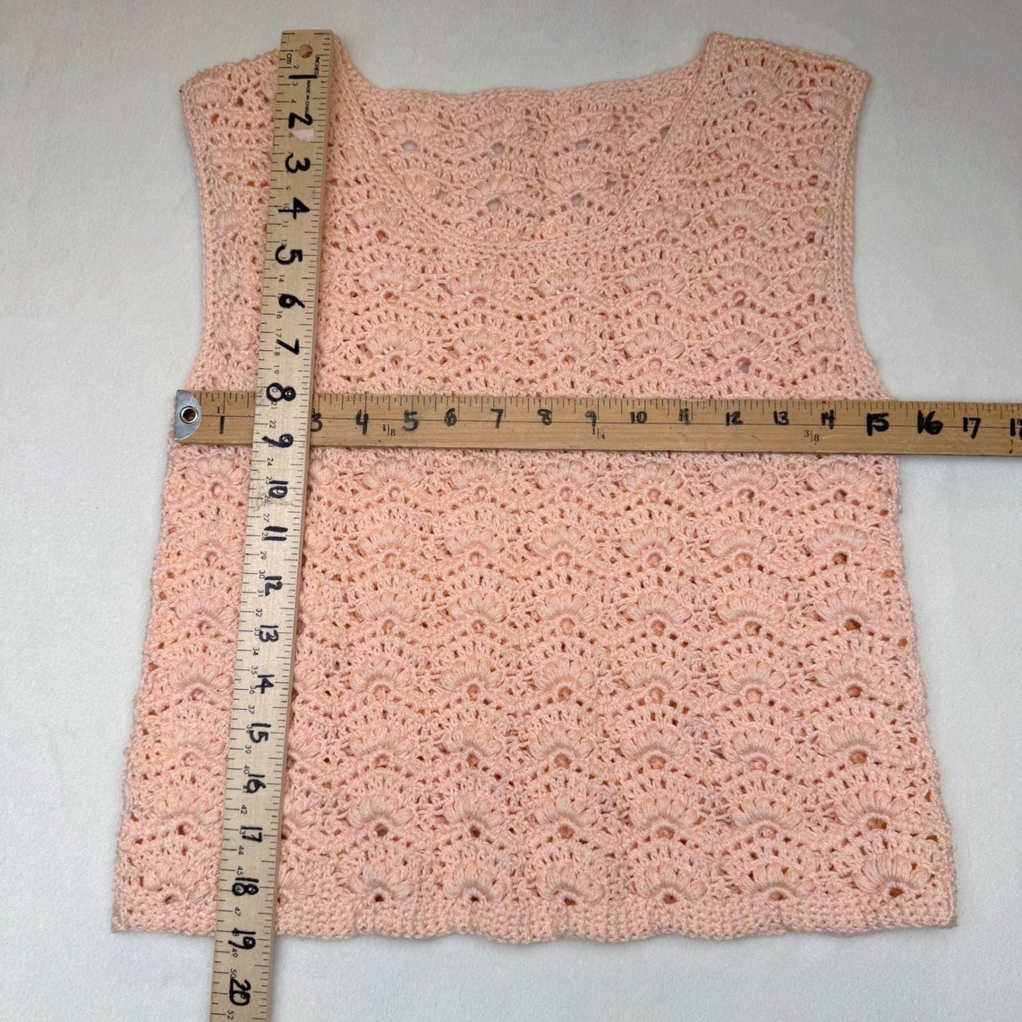 Vintage Handmade Crochet Tank Top Peach