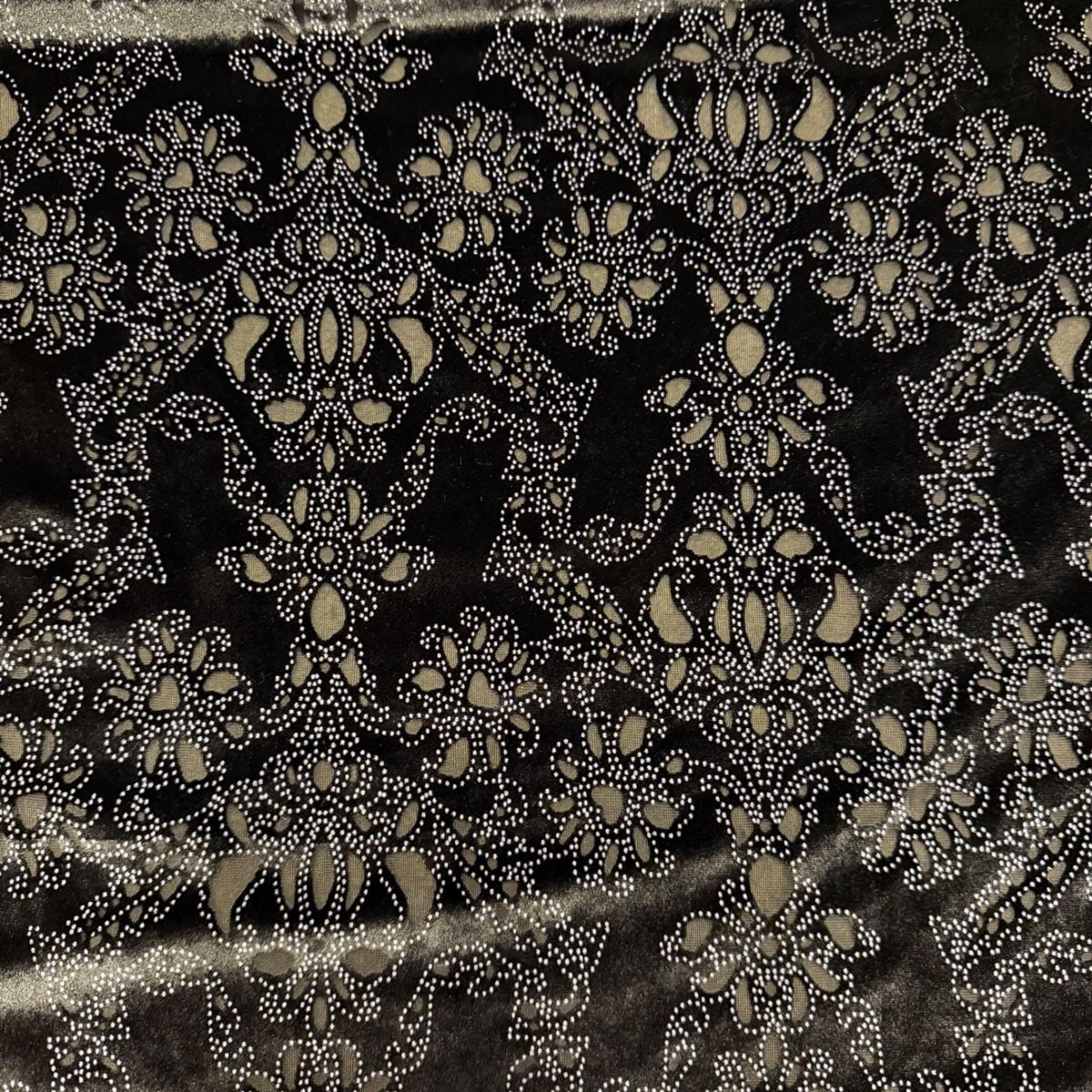 Black Velvet Fabric 66"/60" Stretch Silver Glitter Damask Floral Sheer Sewing