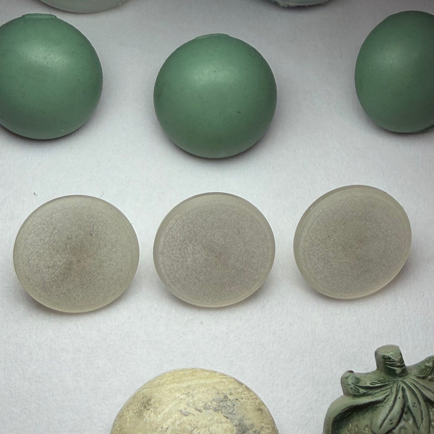 Vintage White Button Lot Mixed Size Shank Buttons Early Plastic Milk Glass Sew