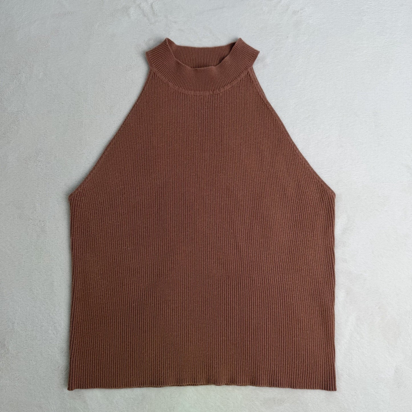 Mexx Ribbed Mock Neck Top Sleeveless Caramel Normcore Basiccore Vanilla Girl XL