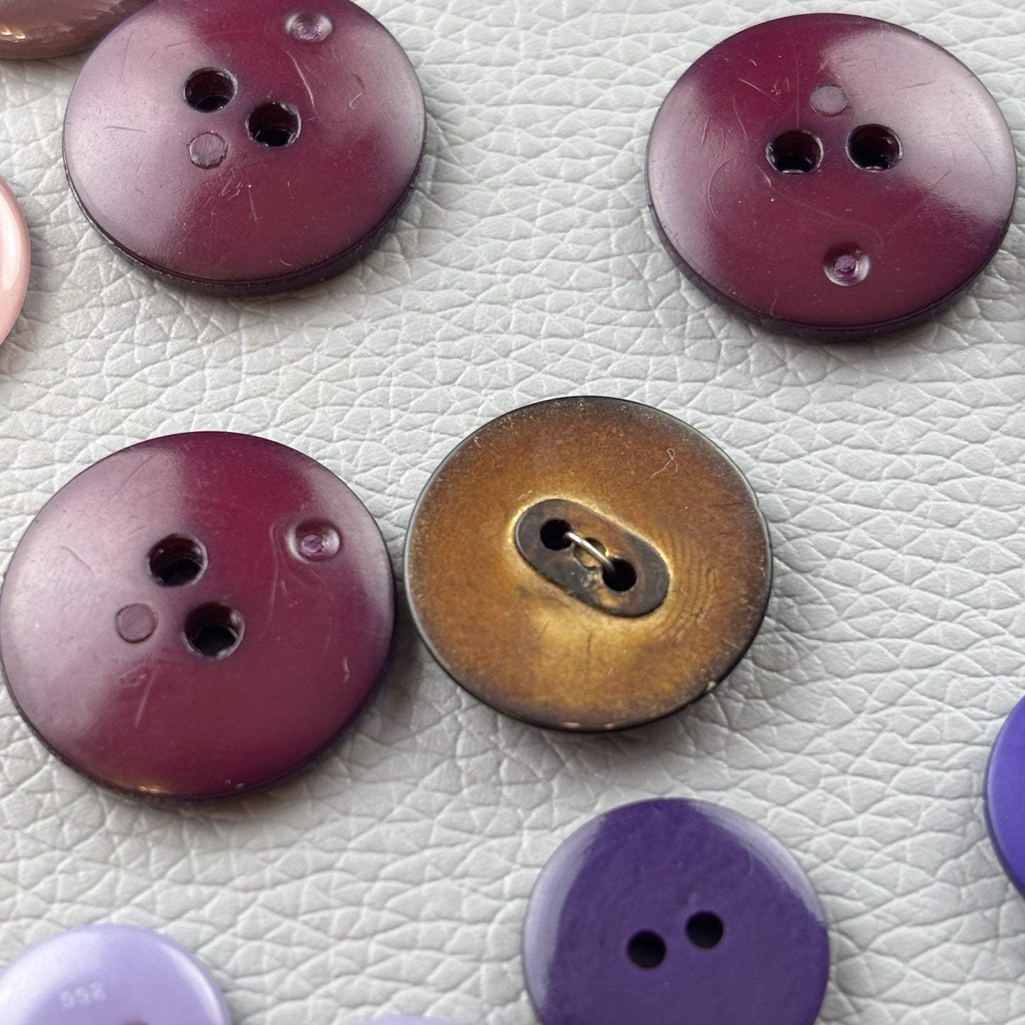 Vintage + New Purple Two Hole + Four Hole Round Button Lot 67 Pieces Sew Crafts