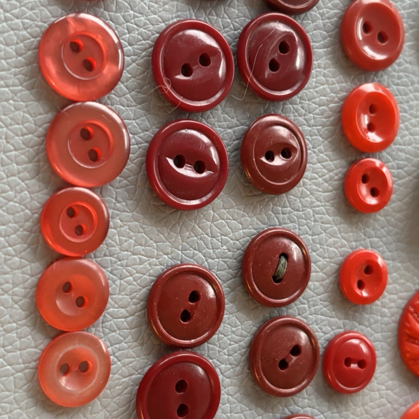 Vintage Red Button Lot Two Hole, Early Plastics Sewing Crafts Small Medium Large