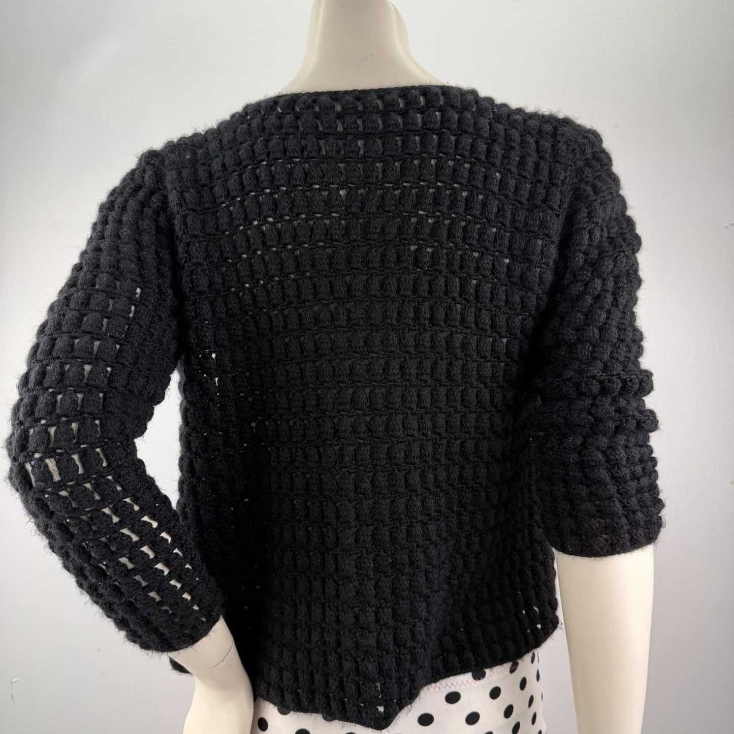 Vintage Black Handmade Cardigan Quiet Luxury Old Money Capsule Wardrobe Medium