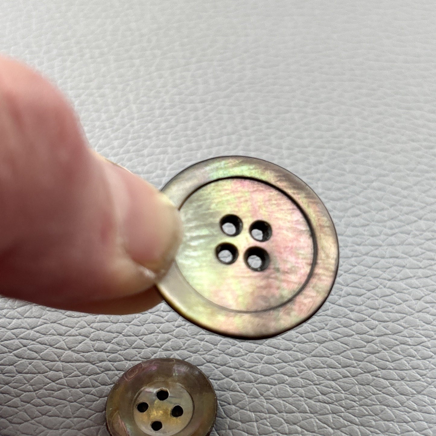 Vintage Mother Of Pearl Buttons. Lot Of 11 Two Hole And Four Hole Round Buttons