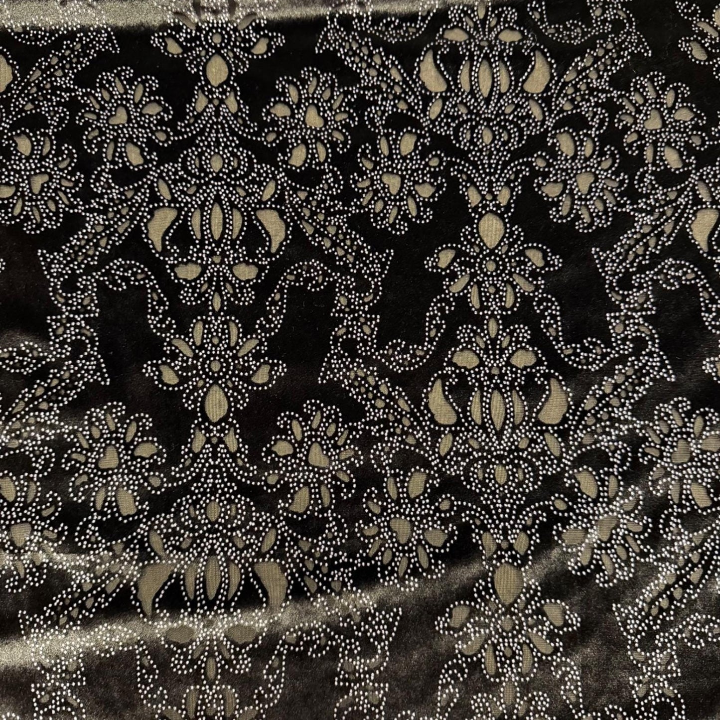 Black Velvet Fabric 66"/60" Stretch Silver Glitter Damask Floral Sheer Sewing