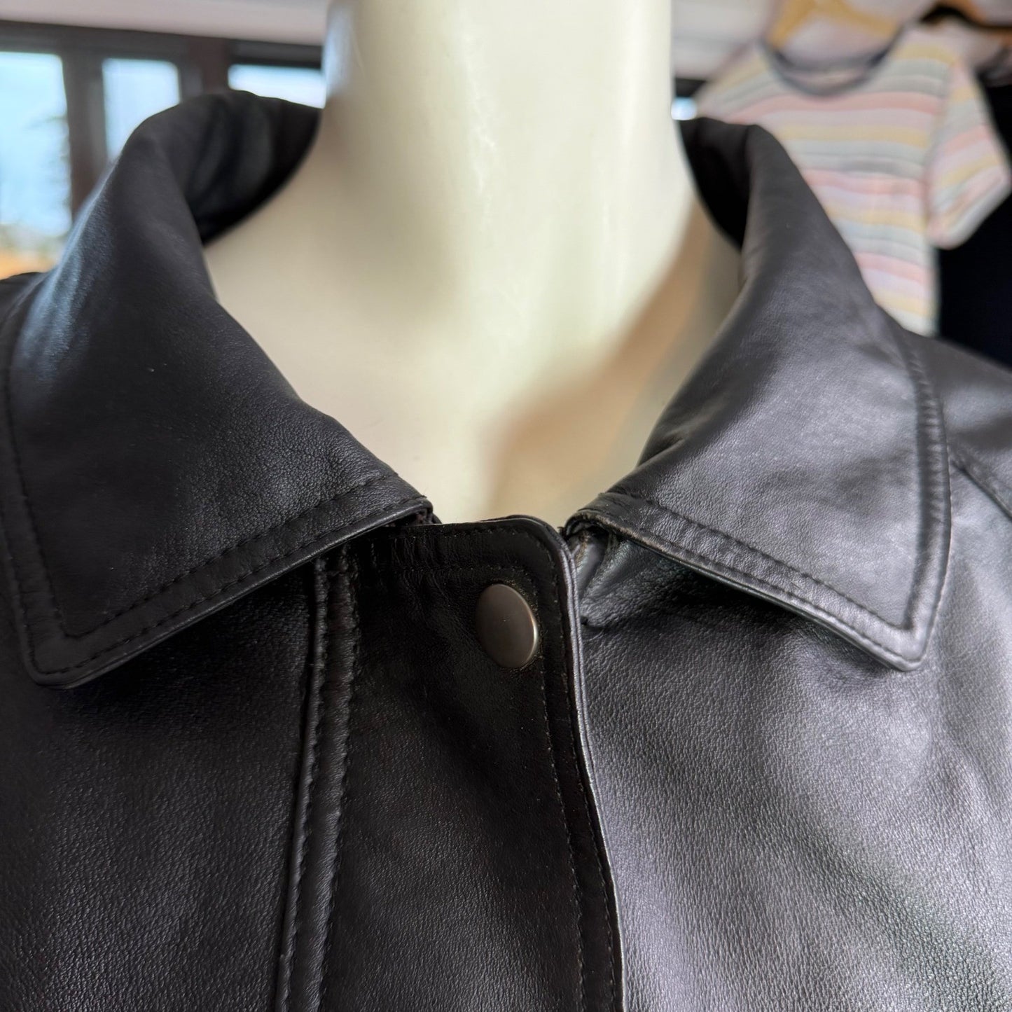 Vintage Black Leather Jacket 22W Plus Size Oversized Minimal Chic Soft
