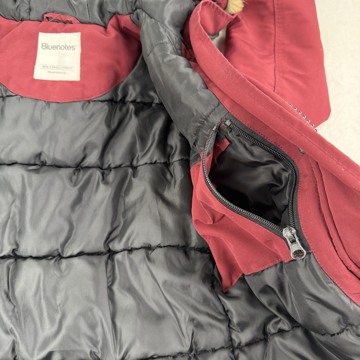 Bluenotes Women’s Parka Coat X-Small  Insulated Hooded Removable Fur 4 Pockets