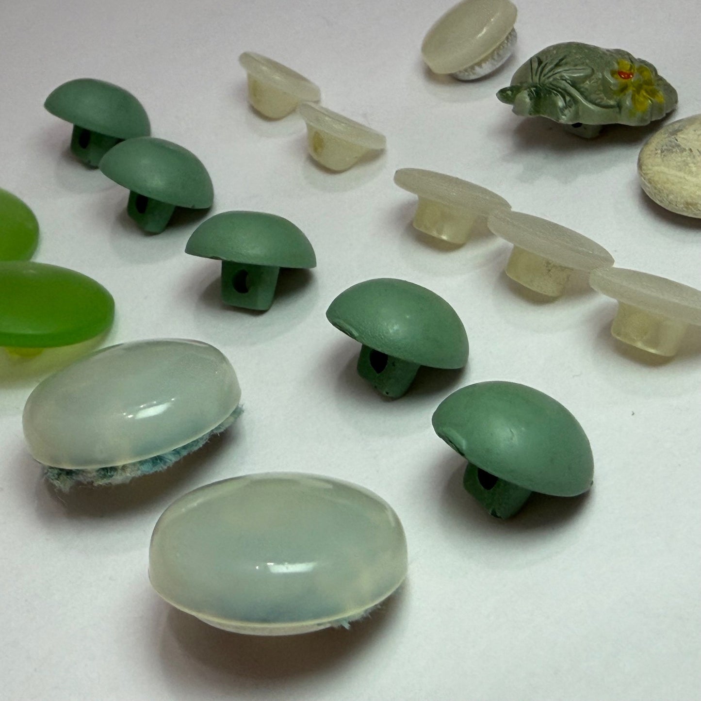 Vintage White Button Lot Mixed Size Shank Buttons Early Plastic Milk Glass Sew
