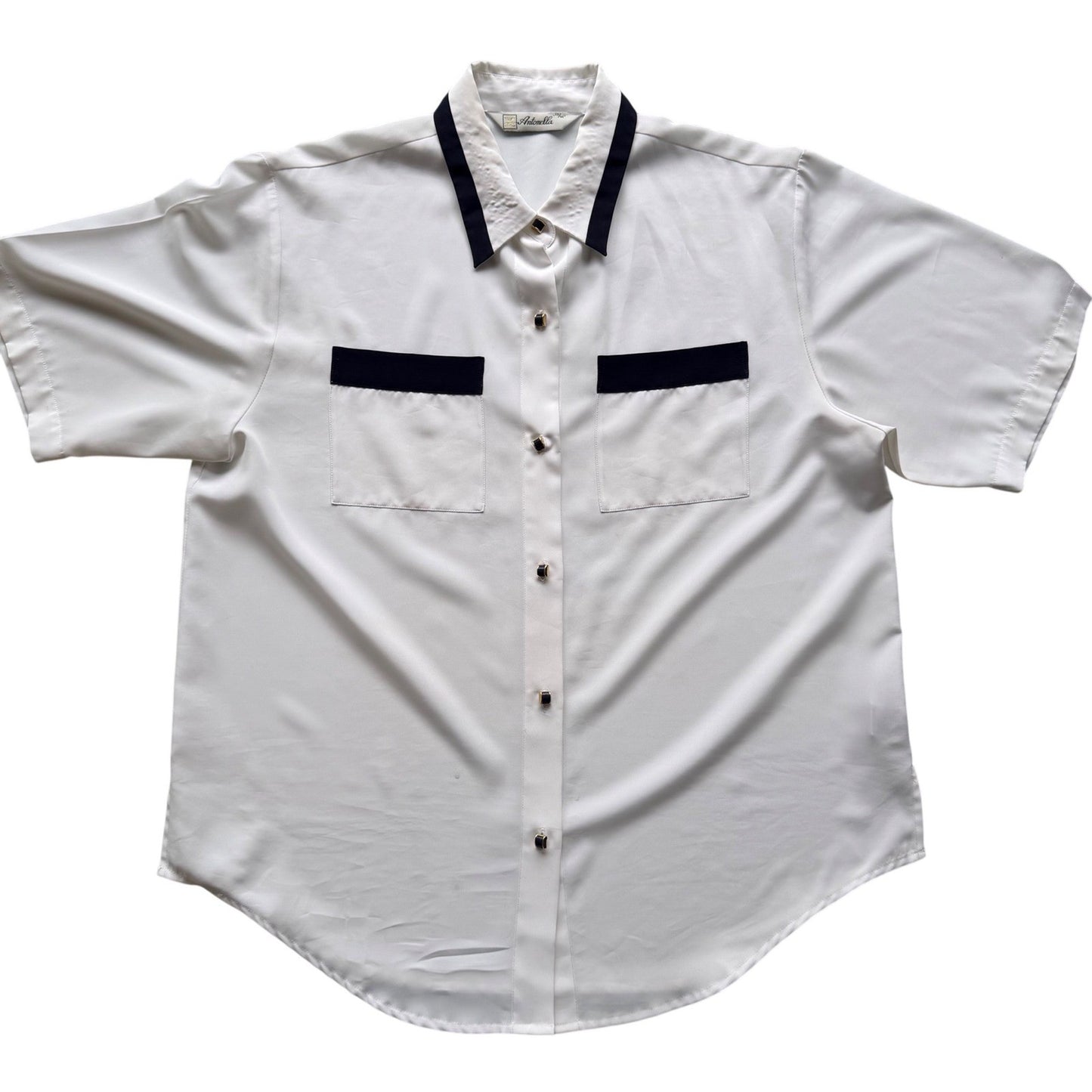 Vintage Antonella Short Sleeve Blouse Preppy Old Money Light Academia Sz 13/14