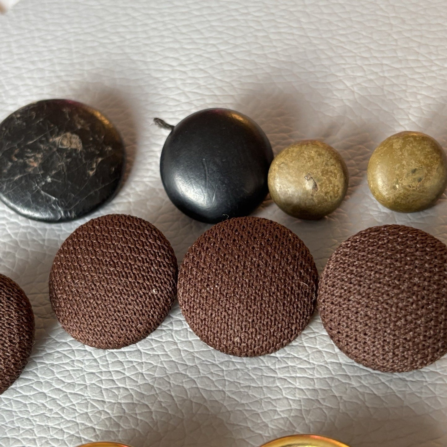 Vintage Fabric Covered Button Lot 1930s–50s Wool Tweed Satin & Thread Wrapped