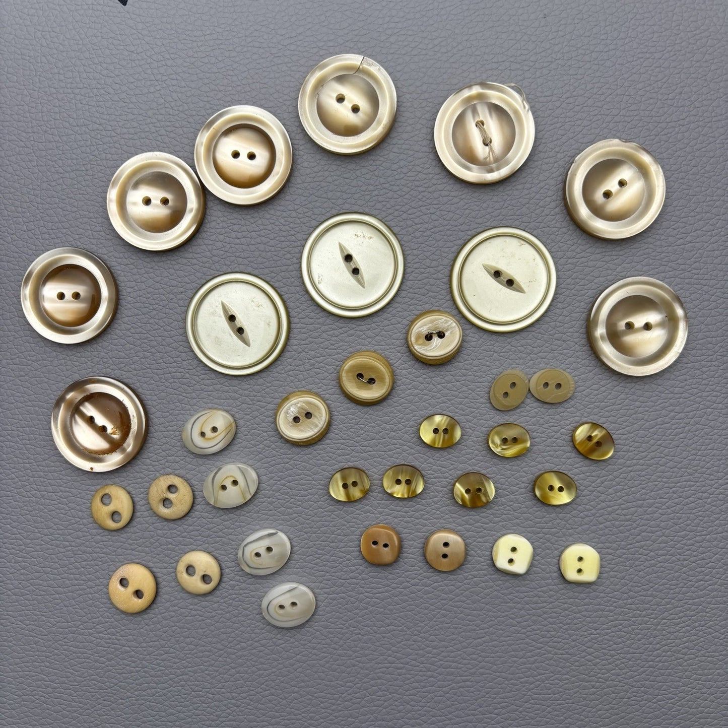 Vintage Mixed Button Lot (60pcs) – Earth Tone Neutrals + Soft Pastels  40’s-60’s