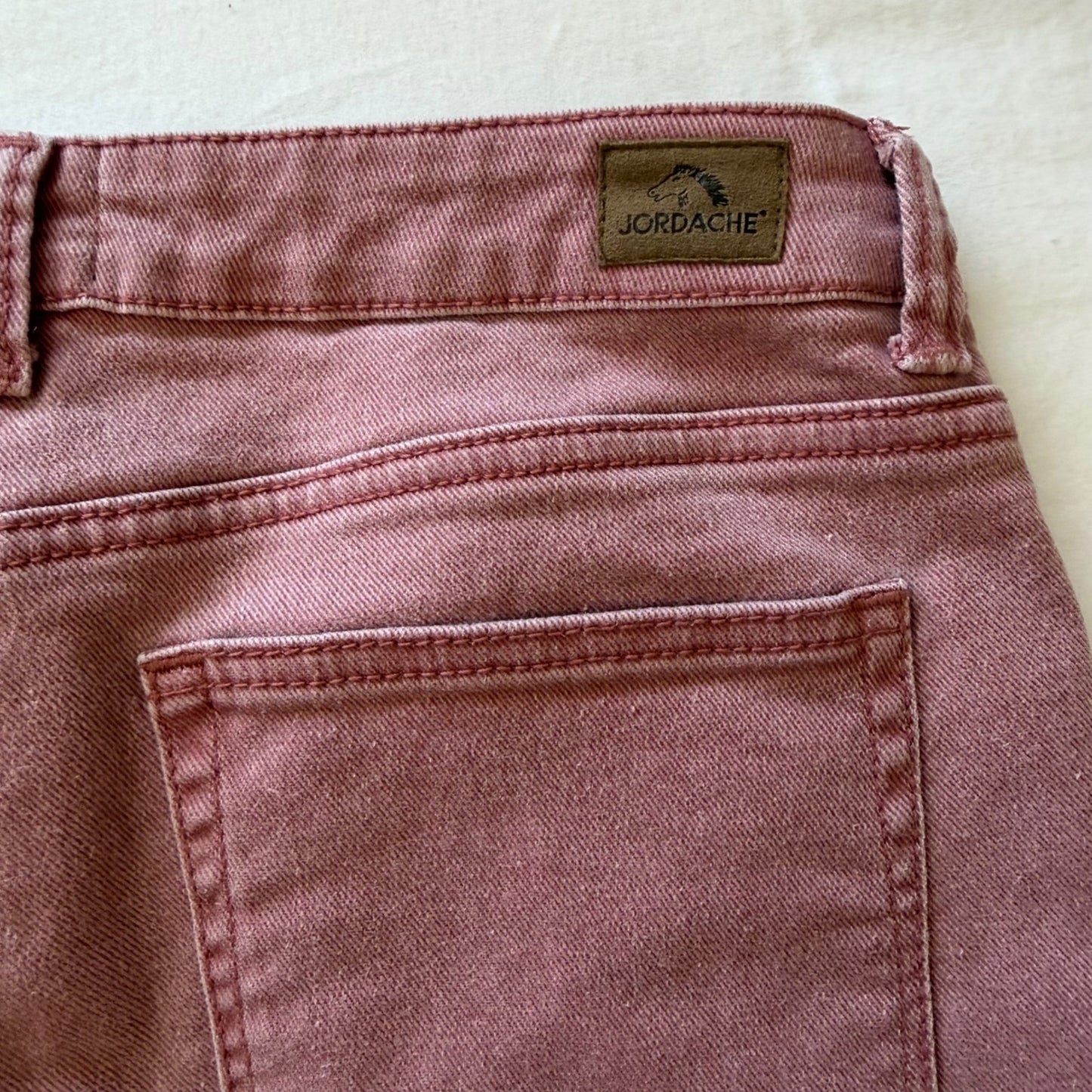 Jordache Jeans Womens High Rise Utility Straight Leg Dusty Rose Mauve Size 8