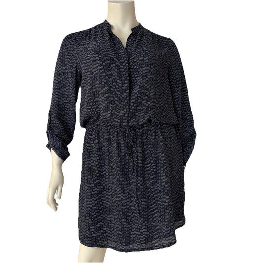 Hilary Radley Navy Printed Dress Women’s XL – Boho Office Casual Tie Waist Work