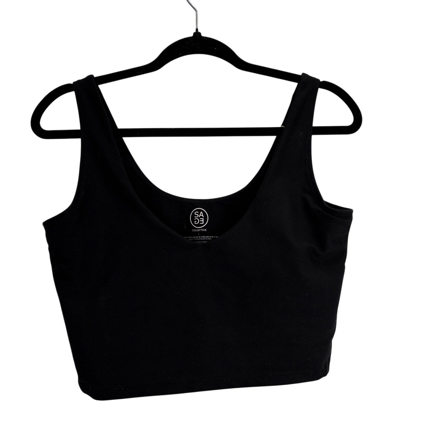 Sage Collective Womens Black Sports Bra Large Built In Support Bra Workout Gym