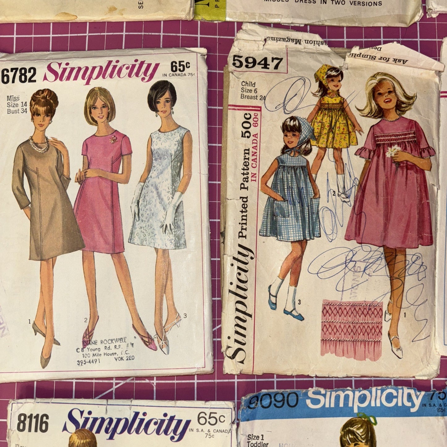 13 Vintage Simplicity & McCall’s Sewing Patterns Lot Girls Women 50s 60s 70s