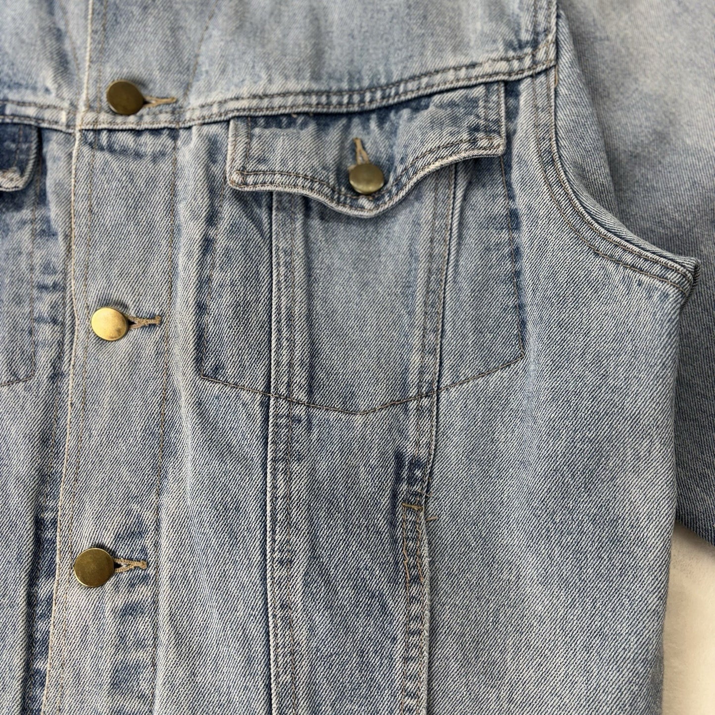 Vintage Oversized Light Wash Denim Jacket 80s 90s Unisex Grunge Distressed Lrge