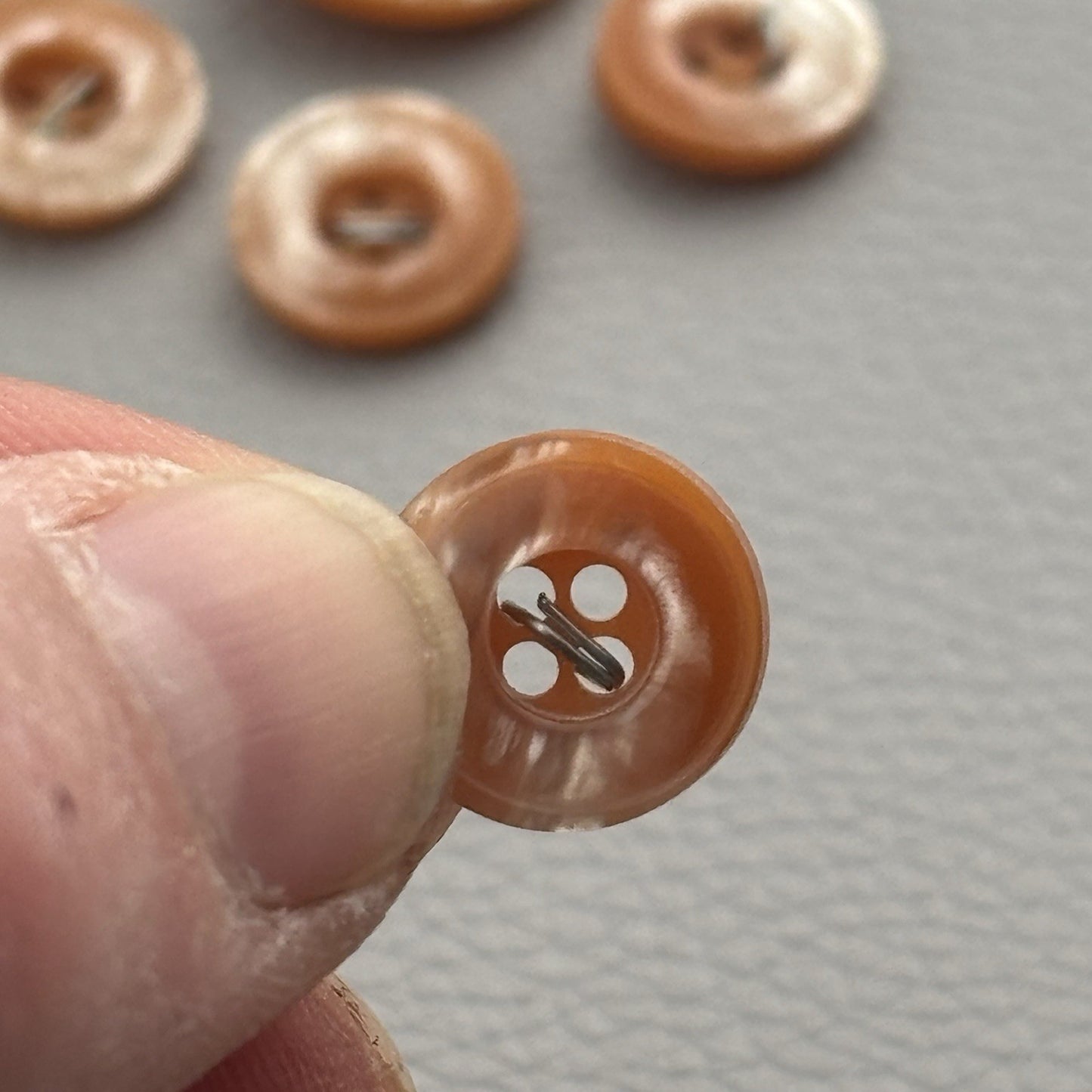 Caramel Pearl-Finish Button Lot | 20pcs Metal Shank Retro Sewing Buttons