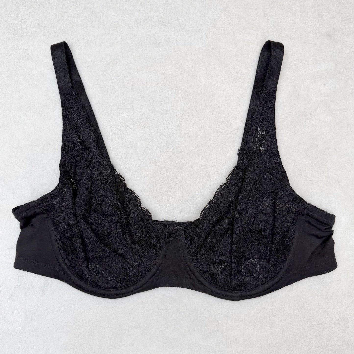 Jones New York Black Bra Floral Lace Underwire Sheer Romantic Goth Lingerie 34B