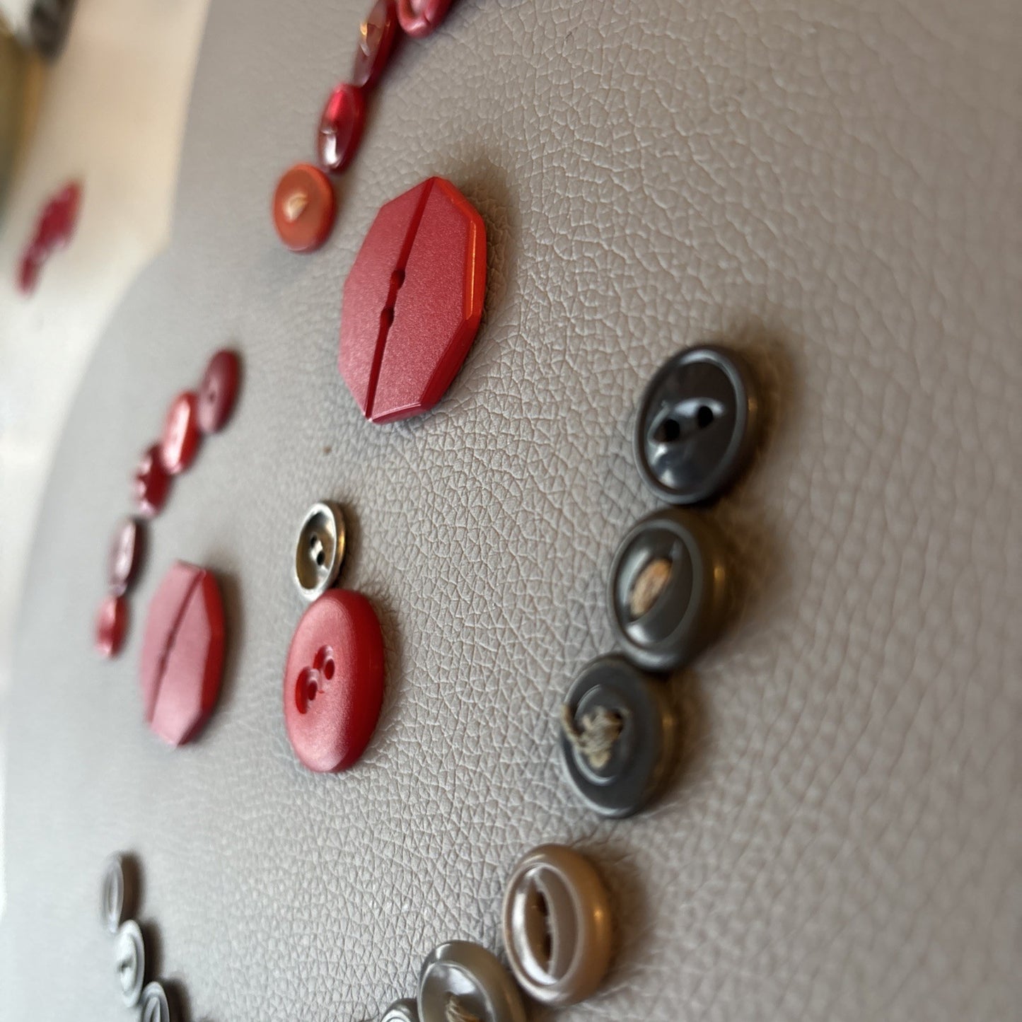 Vintage + New Plastic Buttons Gray + Red Small Medium Large 2 Hole Sewing Crafts