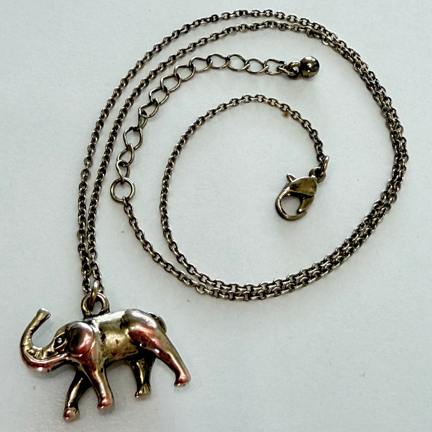 Elephant Pendant Necklace Good Luck Boho Whimsical Vanilla Girl Mixed Metal OS