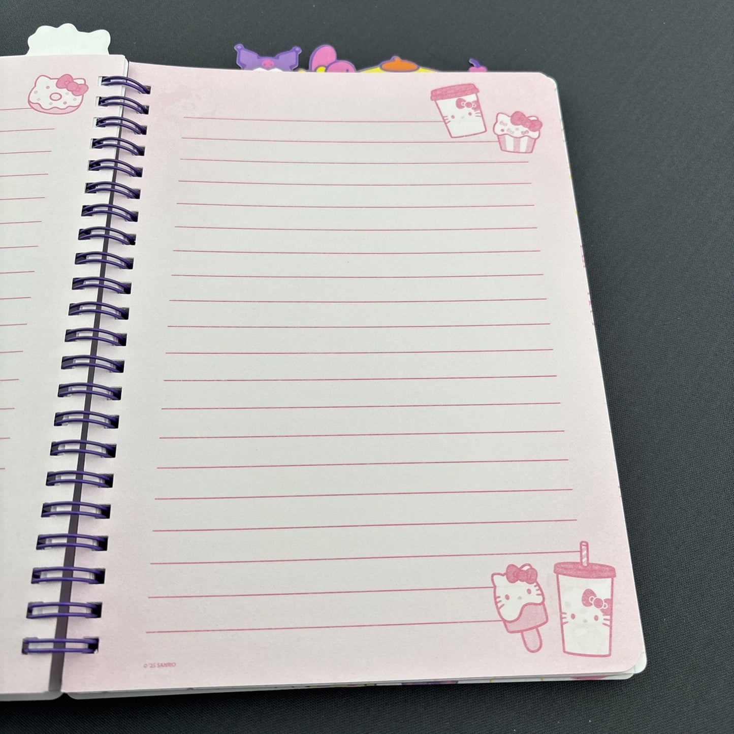 Hello Kitty and Friends Spiral Journal — Kawaii Snack Shop Notebook w/ Tabs