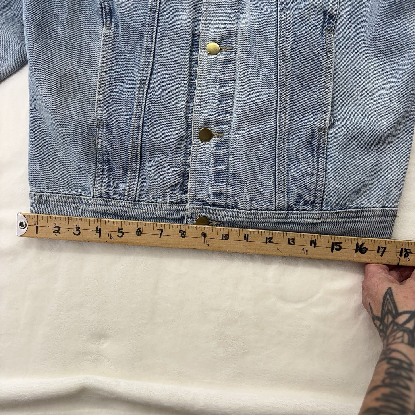 Vintage Oversized Light Wash Denim Jacket 80s 90s Unisex Grunge Distressed Lrge