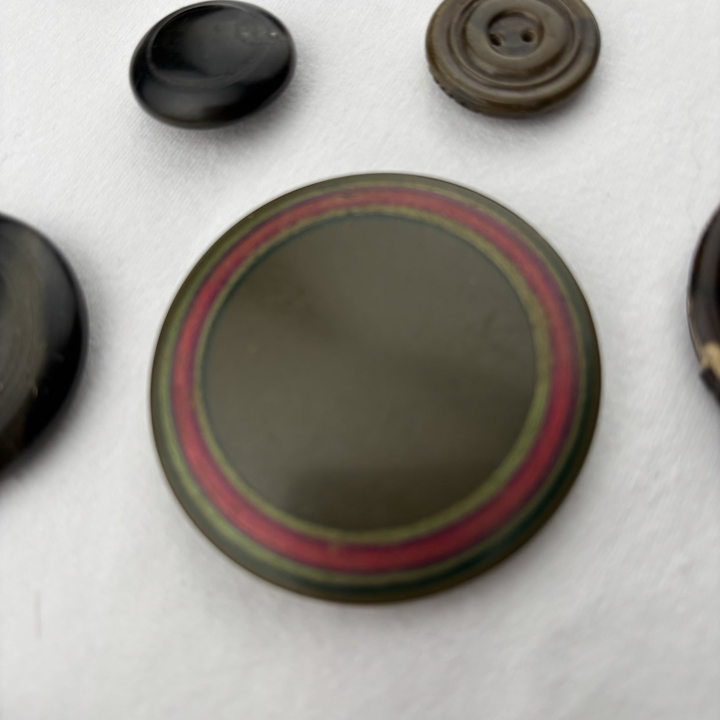 Vintage Composite Button Lot ~ 22pc Mixed Bakelite Era Brown Black Metal Shank