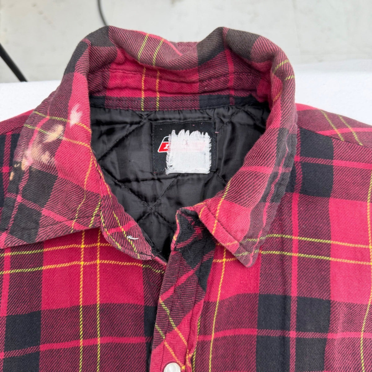 Dickies Mens Red Black Plaid Flannel Shirt Distress workwear Size Small thrashed