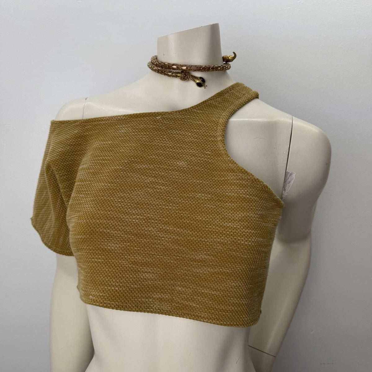 Burnt Orange Woman's  Asymmetrical  Cold Shoulder Crop Top In Size S/M Festival