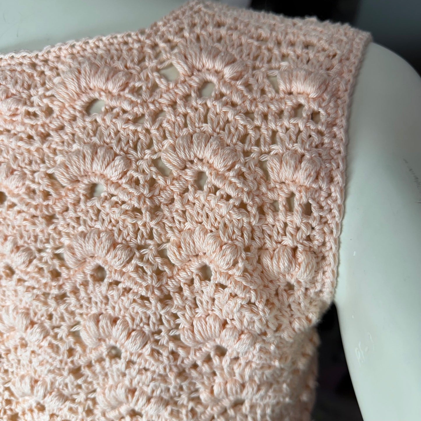 Vintage Handmade Crochet Tank Top Peach