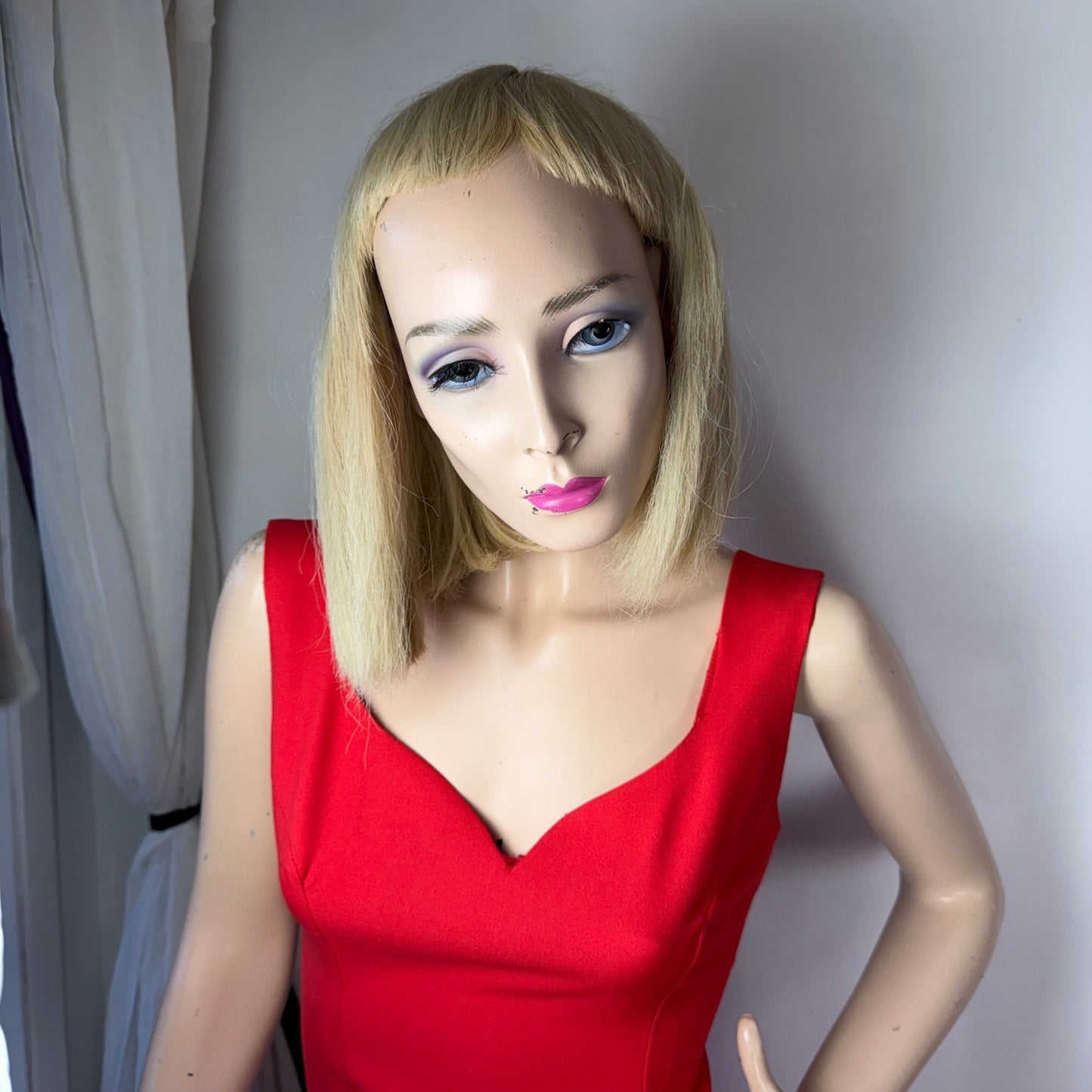 Vintage Red Mini Dress Sweetheart Neckline Front Slit 90s Y2K Aesthetic Small