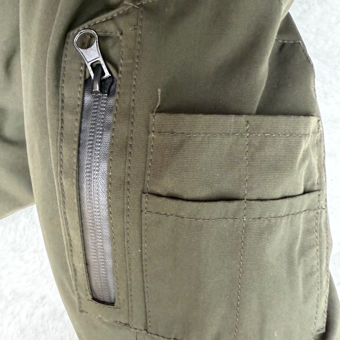 George Parka Jacket Olive Green Faux Fur Hood Military Utility Gorpcore Medium