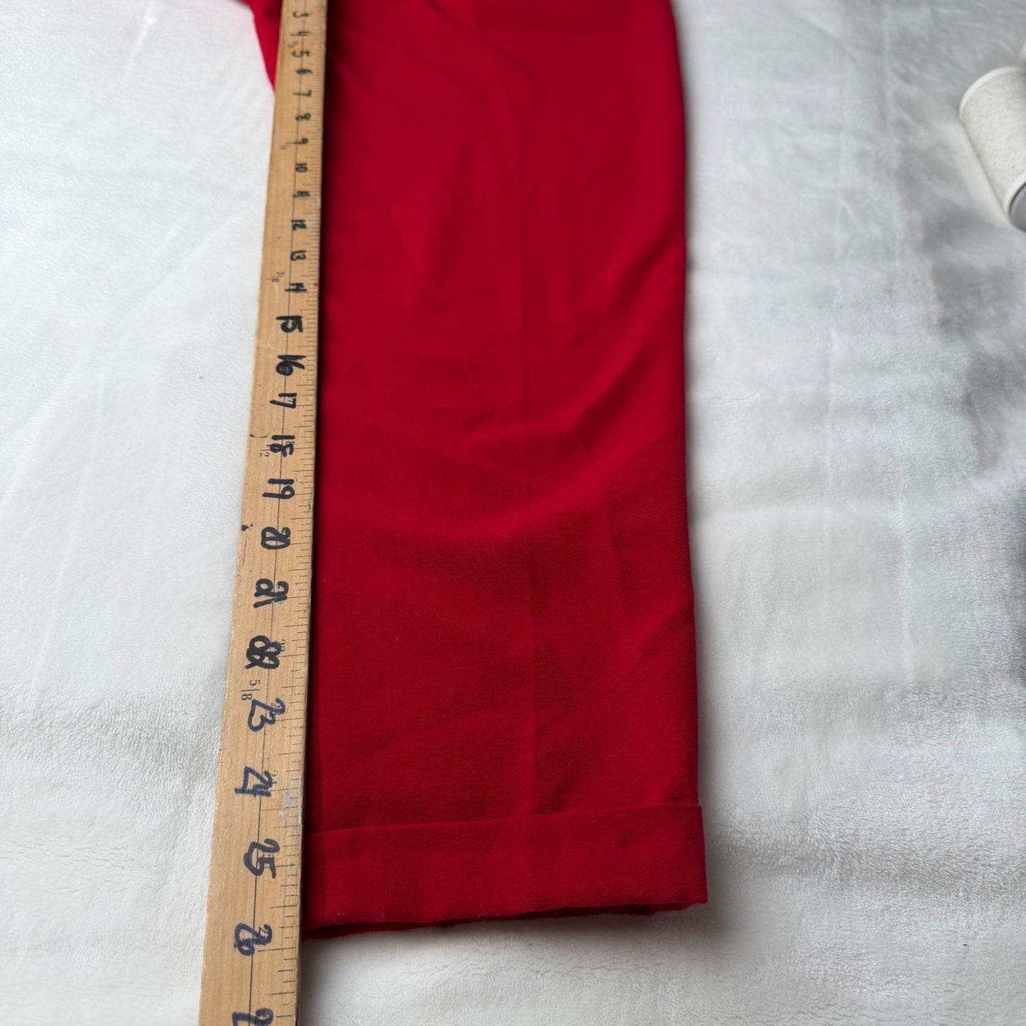 TROVARE Red Pleated Trousers Pants Elastic Waist Women's M/M career Office