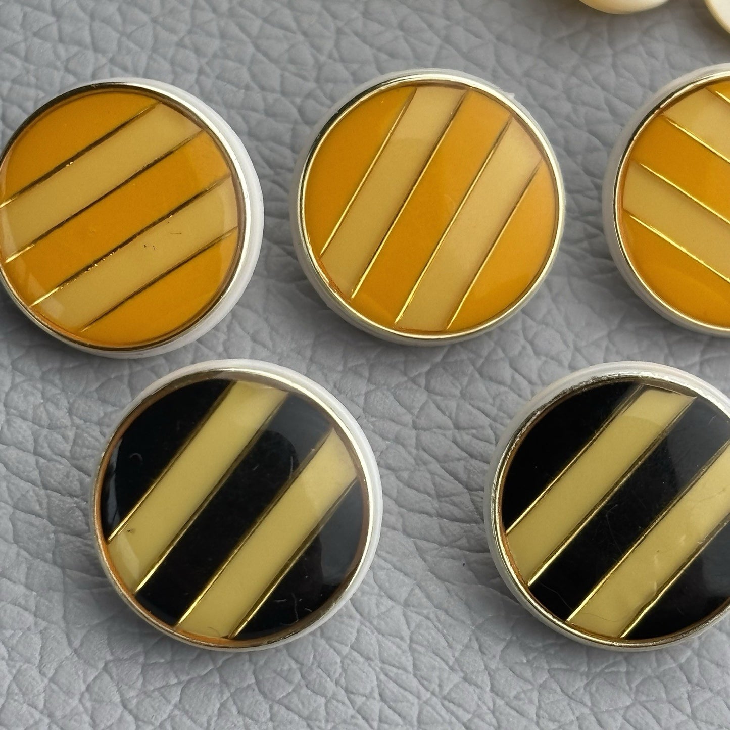 Vintage Button Lot 1940s–1970s Retro Orange Yellow Black Cream Mix 52 Piece Lot