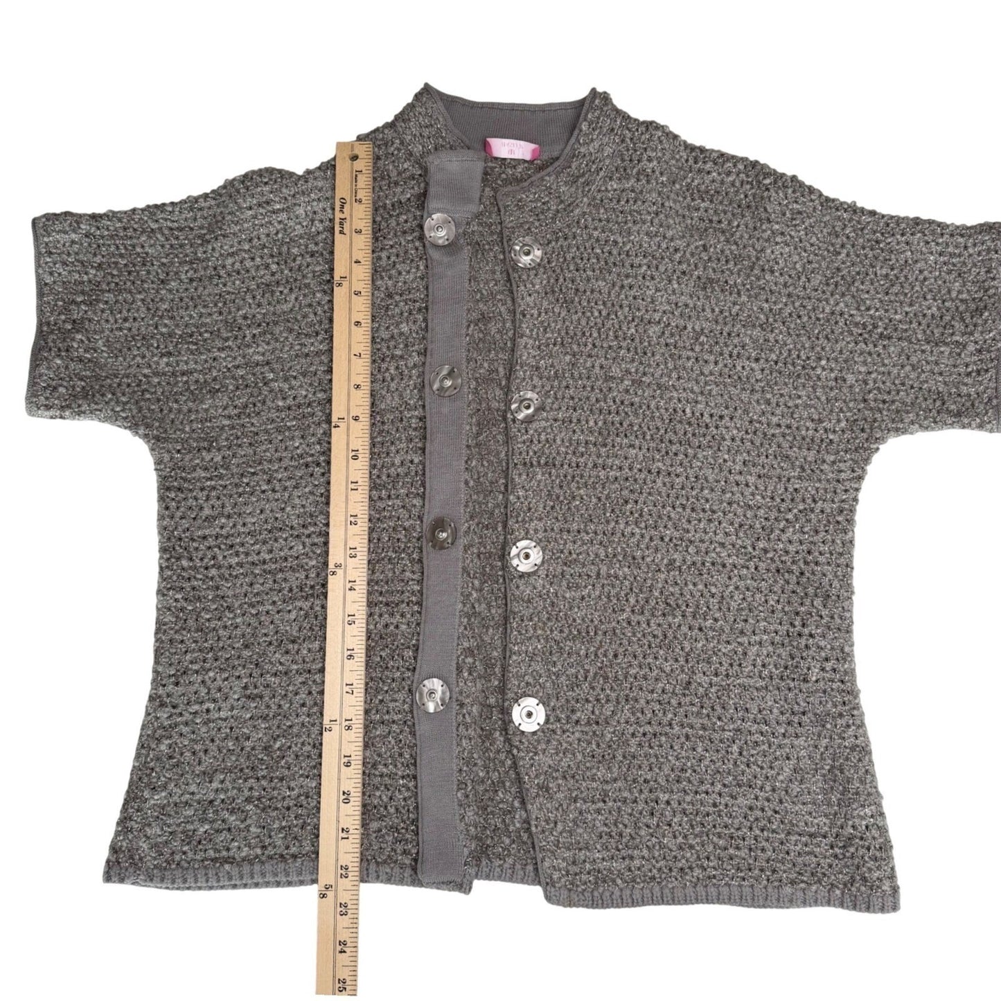 Basler Bouclé Cardigan Grey Metallic Knit Minimalist  Old Money Grandma Chic 10