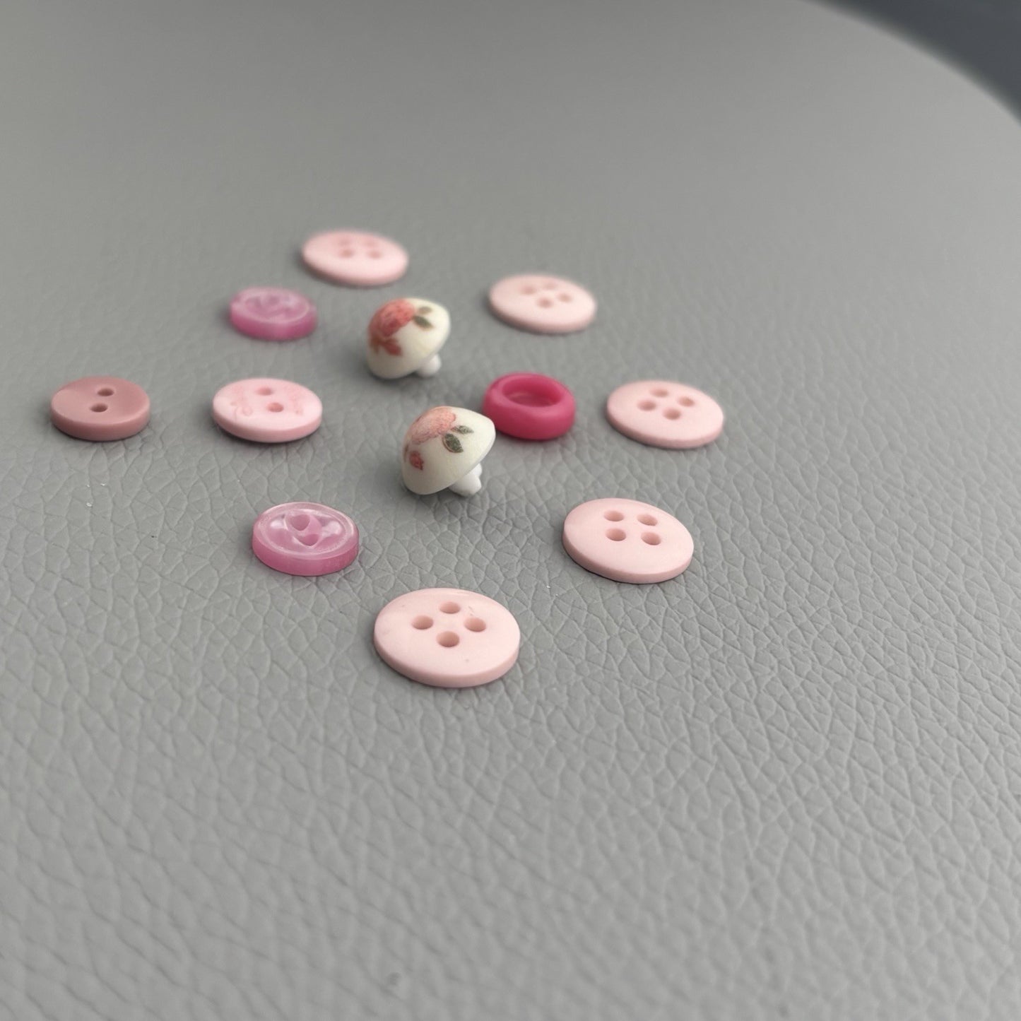 Vintage Rare Tiny Pink Button Lot . Features 1 Pink Disney & 2 Flower Printed